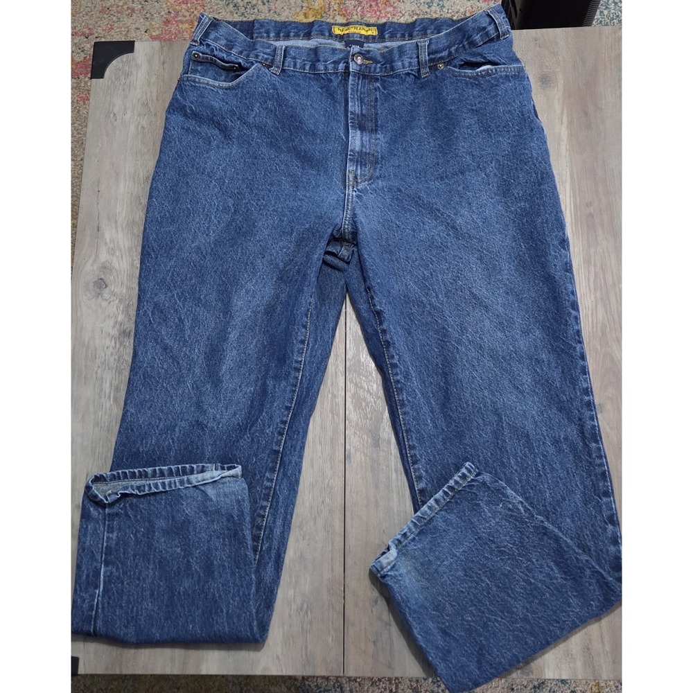 Real Ranch Premium Blue Denim Straight Leg Jeans Men 42x34 (31.5" Inseam)
